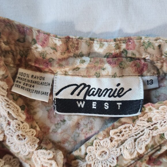 VTG Marnie West cottage core rustic coquette romantic floral maxi dress size 13 - Picture 8 of 8